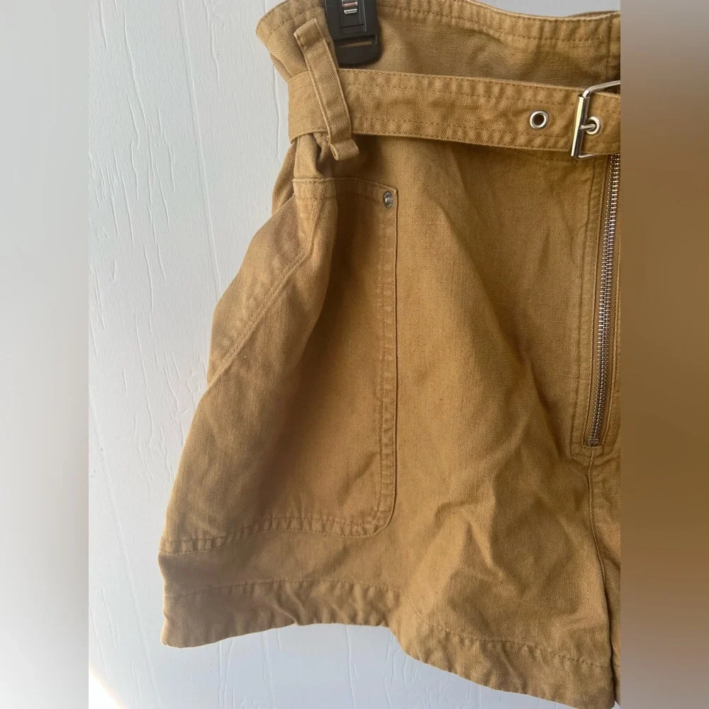 Isabel Marant Parana Paperbag-Waist Cotton Linen-Blend Shorts (size 36/4) - Picture 10 of 16